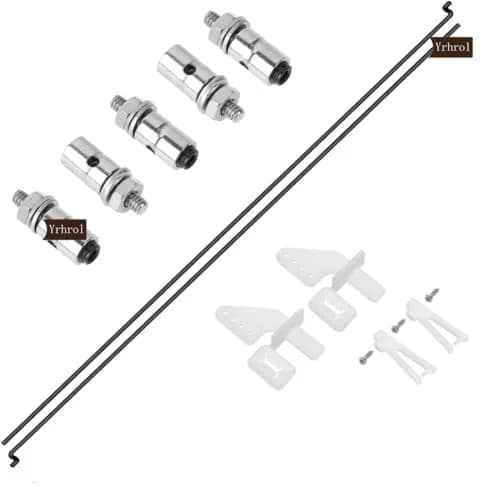 Yrhrol Adjustable Pushrod Connector Linkage Stopper 1.3mm + Z Push Rods 1.2x260mm + Nylon Control Horns | RC Airplane Parts Set thumbnail 4
