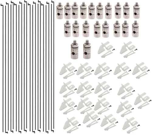 Yrhrol Adjustable Pushrod Connector Linkage Stopper 1.3mm + Nylon Control Horns 21x10 mm + 1.2 x 180mm Z Push Rods Parts Set | RC Airplane Plane Boat Replacement thumbnail 1