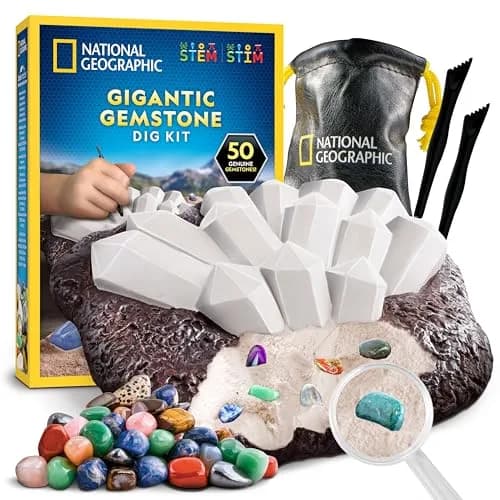National Geographic Gigantic Gemstone Dig Kit with 50 Real Gemstones | STEM Toy for Kids thumbnail 1