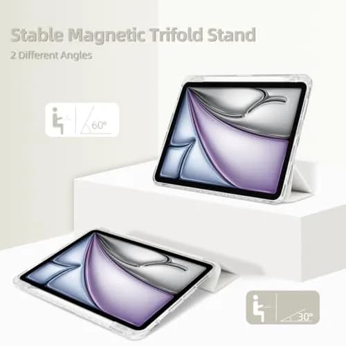 MOROCK Slim Case for iPad Air 13 Inch M4/M3/M2 & iPad Pro 12.9 Inch 6th/5th Gen. with Pencil Holder, White thumbnail 7
