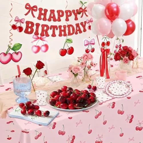 Skylety Dark Red Artificial Cherries with Stems, 50 Pieces (2cm) | Realistic Fake Fruit for Decor thumbnail 3