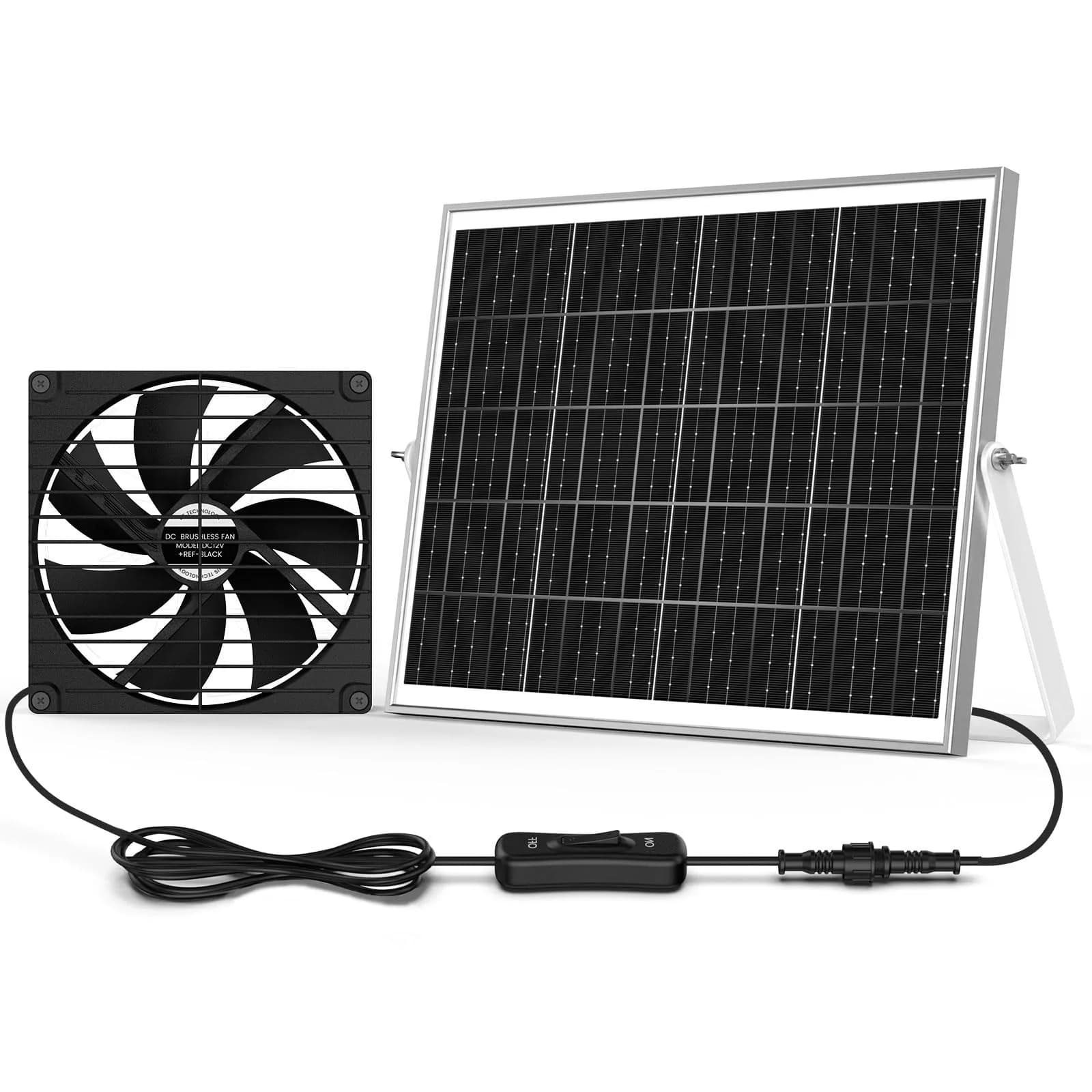 pqins 7.1" Solar Greenhouse Fan 25W | 720 CFM Exhaust & Intake | 16.5 ft Cord