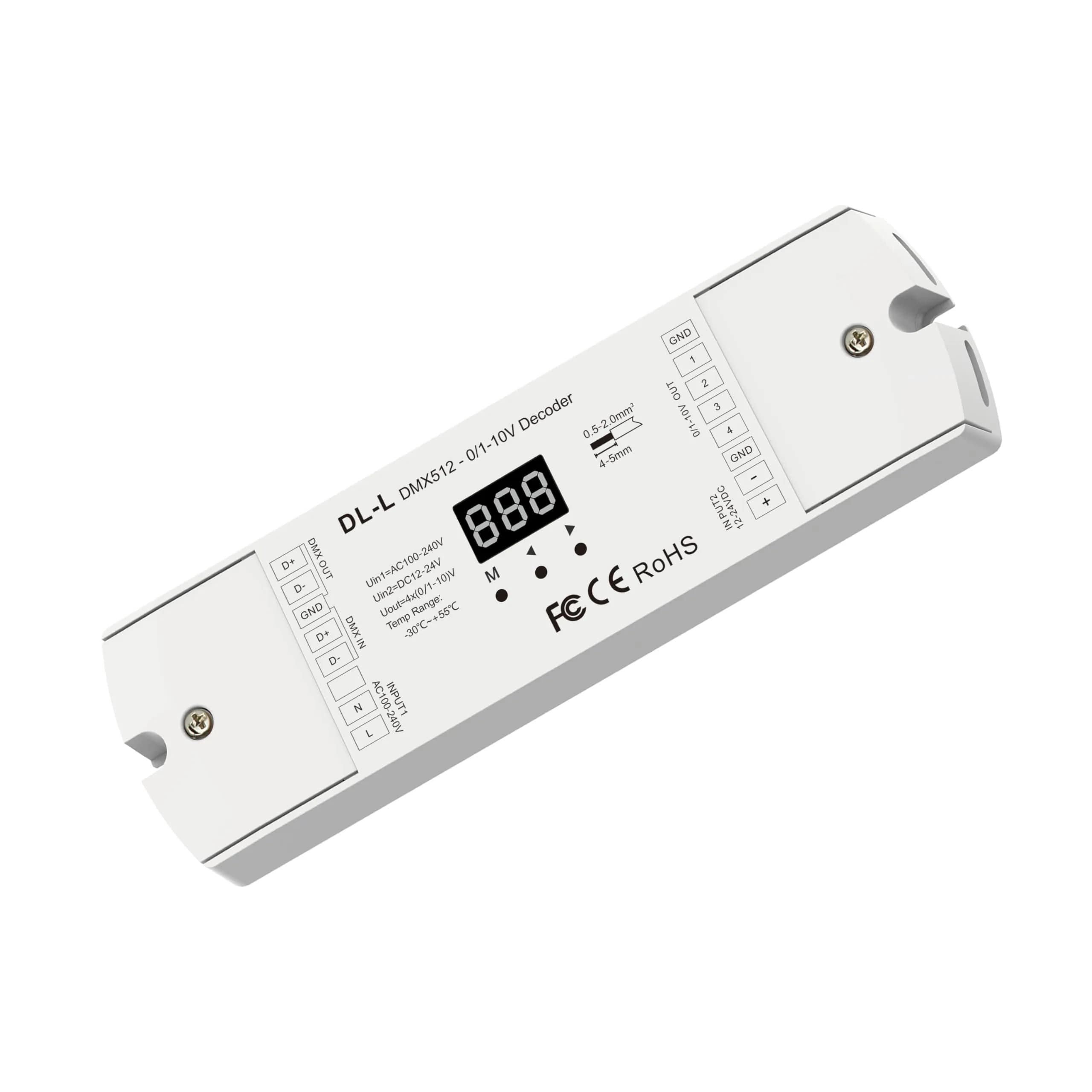 Nutbro 0-10V LED Dimmer Driver 8A 288W 5-36VDC | Flickerless PWM Dimming for Single Color LED Lamps — Dl-l