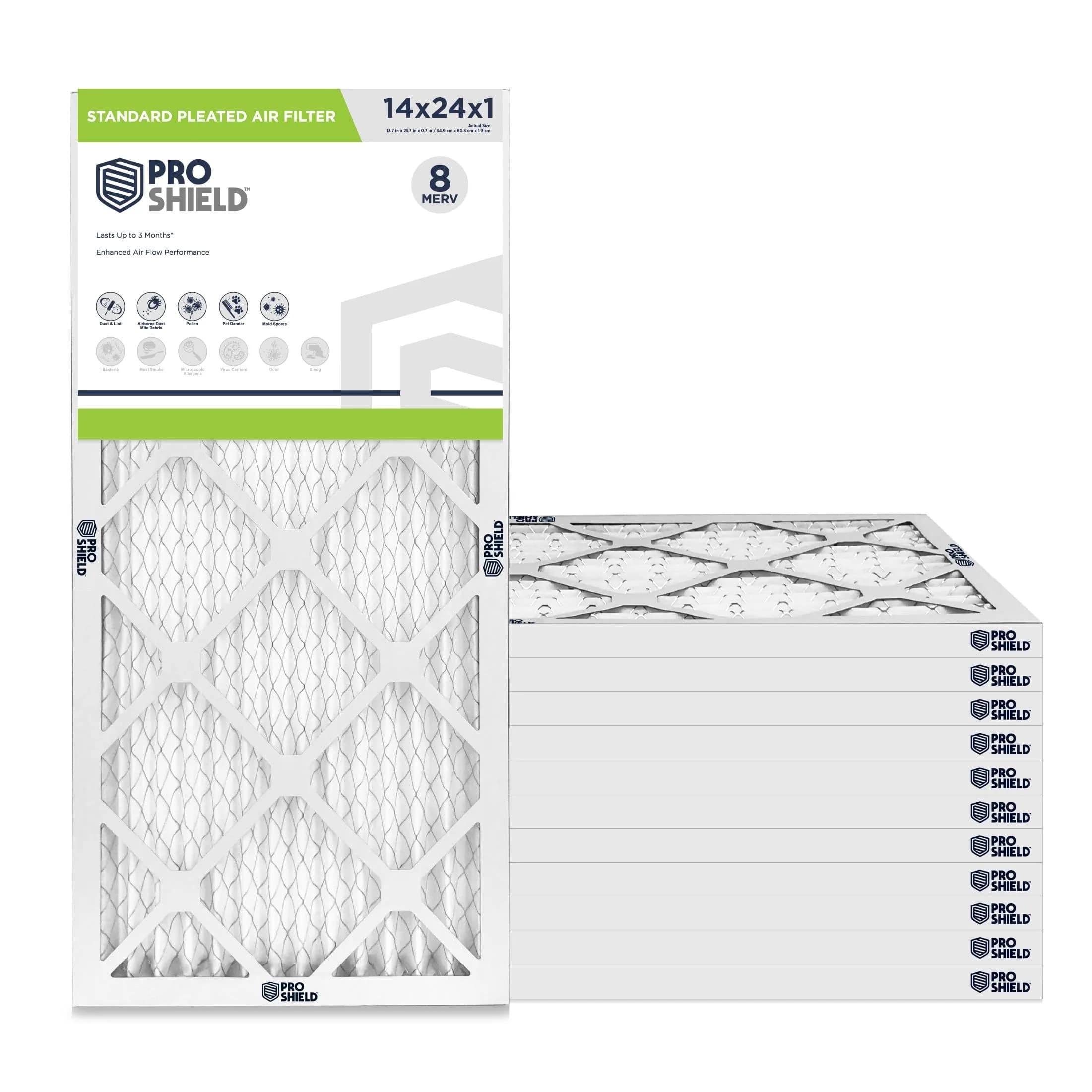ProShield 14x24x1 MERV 8 HVAC Air Filter | 12 Pack for Indoor Air Quality - main product image
