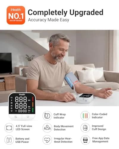 iHealth Track Pro Upper Arm Blood Pressure Monitor with App Sync & HD Screen | Clinically Accurate thumbnail 2