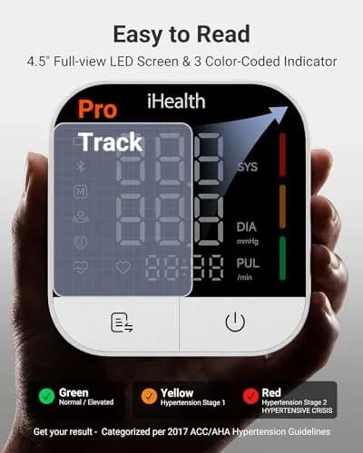 iHealth Track Pro Upper Arm Blood Pressure Monitor with App Sync & HD Screen | Clinically Accurate thumbnail 3