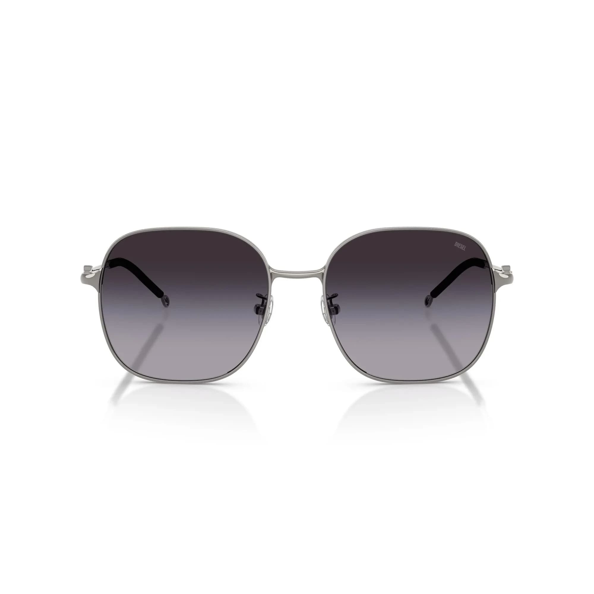 Diesel DL1010D Square Sunglasses 55 mm (2.17 in) | UV Protection — Shiny Gunmetal/Grey Gradient 58 mm