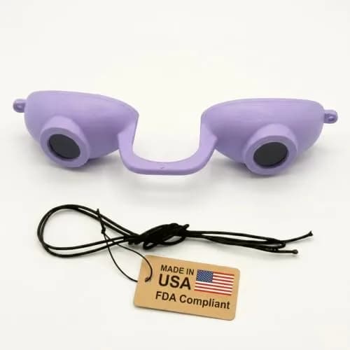 Super Sunnies Flexible UV Eye Tanning Bed Goggles w/Strap - Lavender (18 g) thumbnail 1