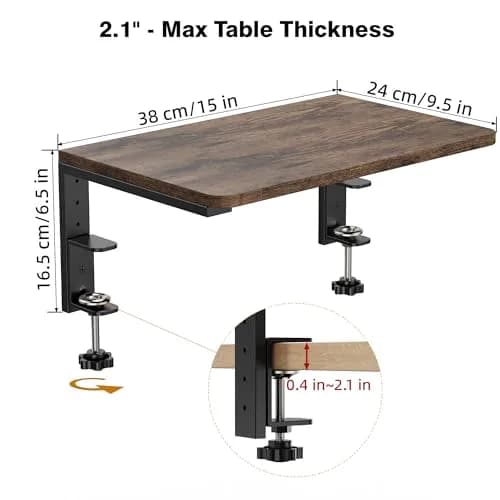 ART-GIFTREE Clamp-On Desk Shelf 38.1 cm (15 inch) | Height-Adjustable Monitor Stand with 20kg Load Capacity thumbnail 2