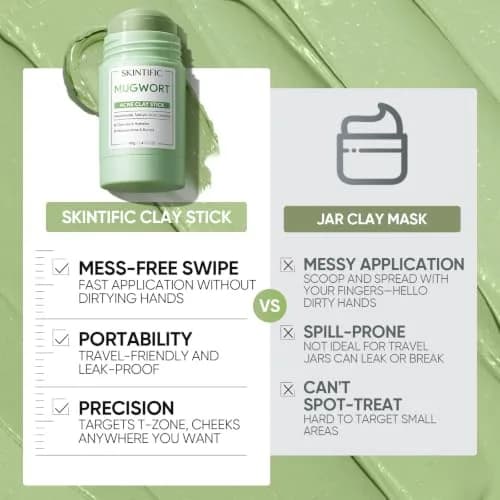 SKINTIFIC Mugwort Clay Stick Face Mask with Centella & Salicylic Acid | Calms Redness & Pores, 40g (1.41 Oz) thumbnail 6