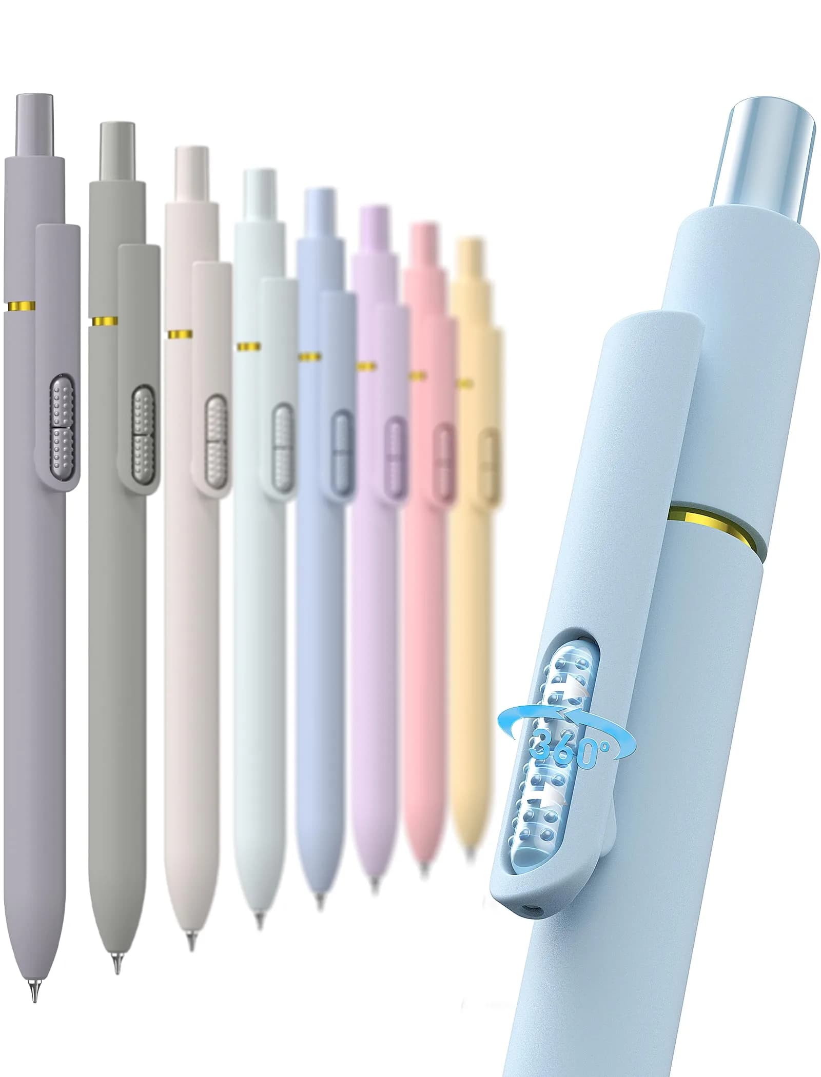 Hiacry 8 Pack Gel Pens | 0.7mm Fine Point Black Ink | Smooth Writing & Quick-Dry — Morandi-0.7mm-Black Ink