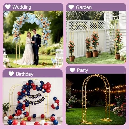 Nisoger Metal Wedding Arch 6 ft & 7.2 ft | Durable Steel Frame for Weddings & Events thumbnail 6