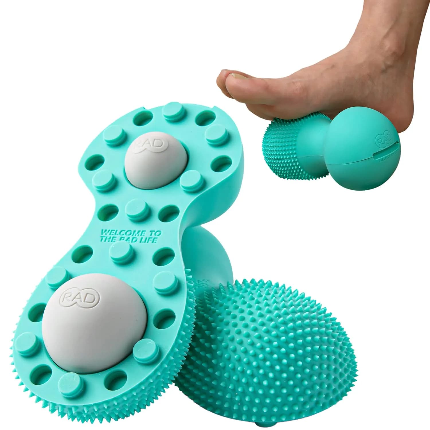 RAD Neuro Roller Foot Massage Roller for Plantar Fasciitis & Recovery – Silicone, Dual-Texture, Built-in Massage Balls, Travel-Ready
