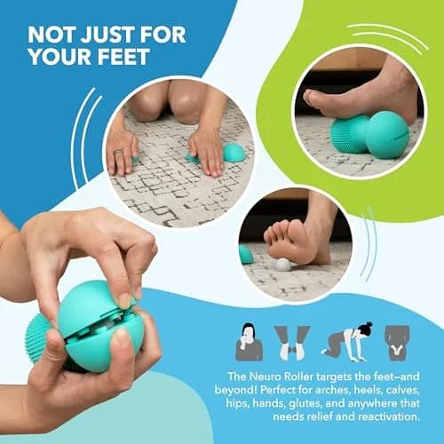 RAD Neuro Roller Foot Massage Roller for Plantar Fasciitis & Recovery – Silicone, Dual-Texture, Built-in Massage Balls, Travel-Ready thumbnail 4