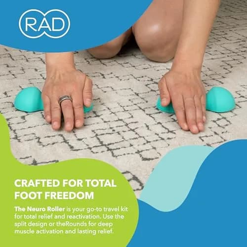 RAD Neuro Roller Foot Massage Roller for Plantar Fasciitis & Recovery – Silicone, Dual-Texture, Built-in Massage Balls, Travel-Ready thumbnail 6