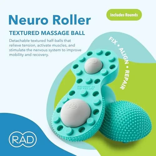 RAD Neuro Roller Foot Massage Roller for Plantar Fasciitis & Recovery – Silicone, Dual-Texture, Built-in Massage Balls, Travel-Ready thumbnail 3