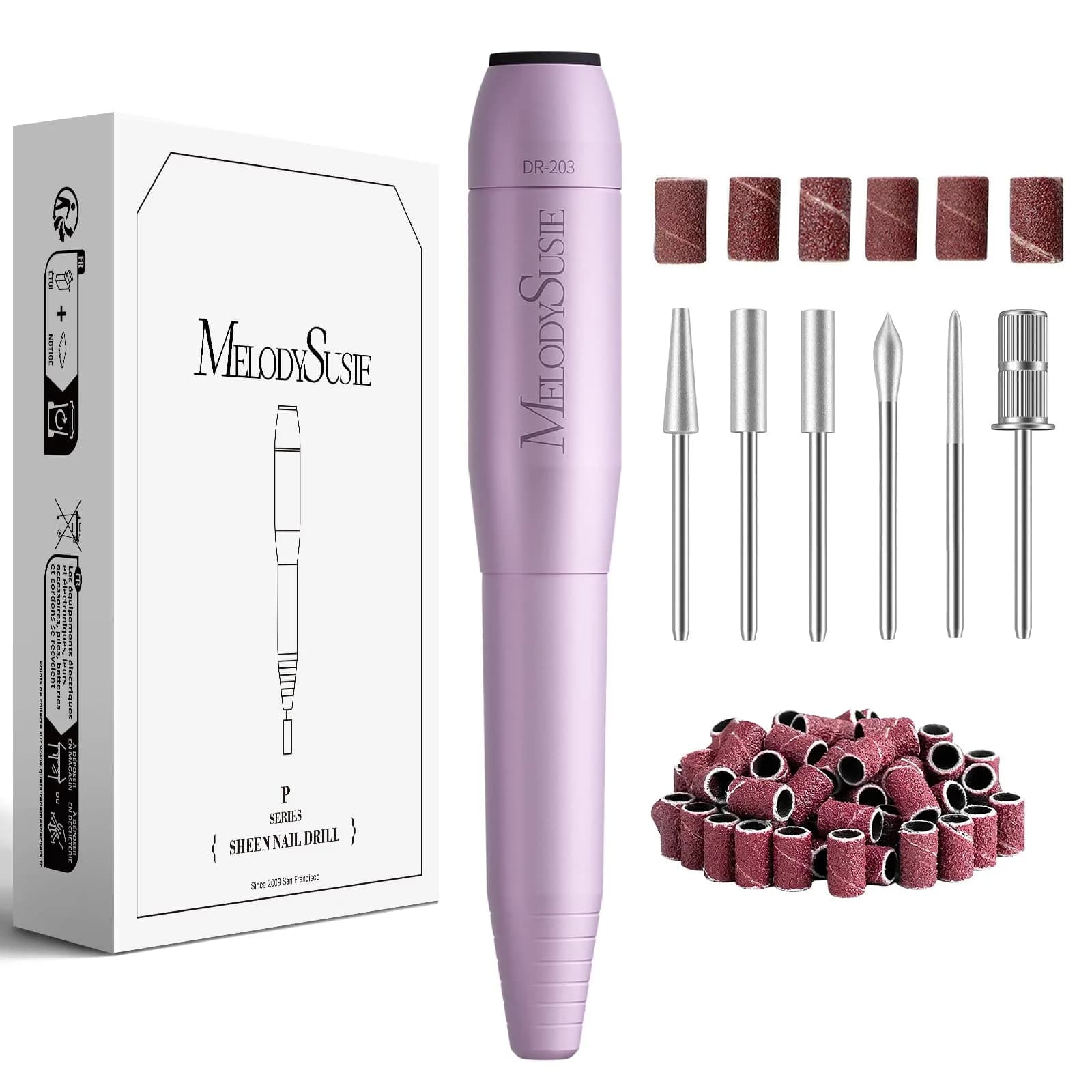 MelodySusie USB Nail Drill PC120I Macaron Purple | 20,000 RPM Portable Electric Nail File for Gentle Nail Prep - main product image