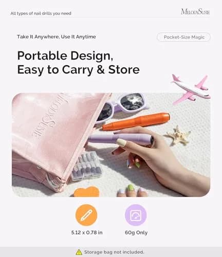 MelodySusie USB Nail Drill PC120I Macaron Purple | 20,000 RPM Portable Electric Nail File for Gentle Nail Prep thumbnail 4