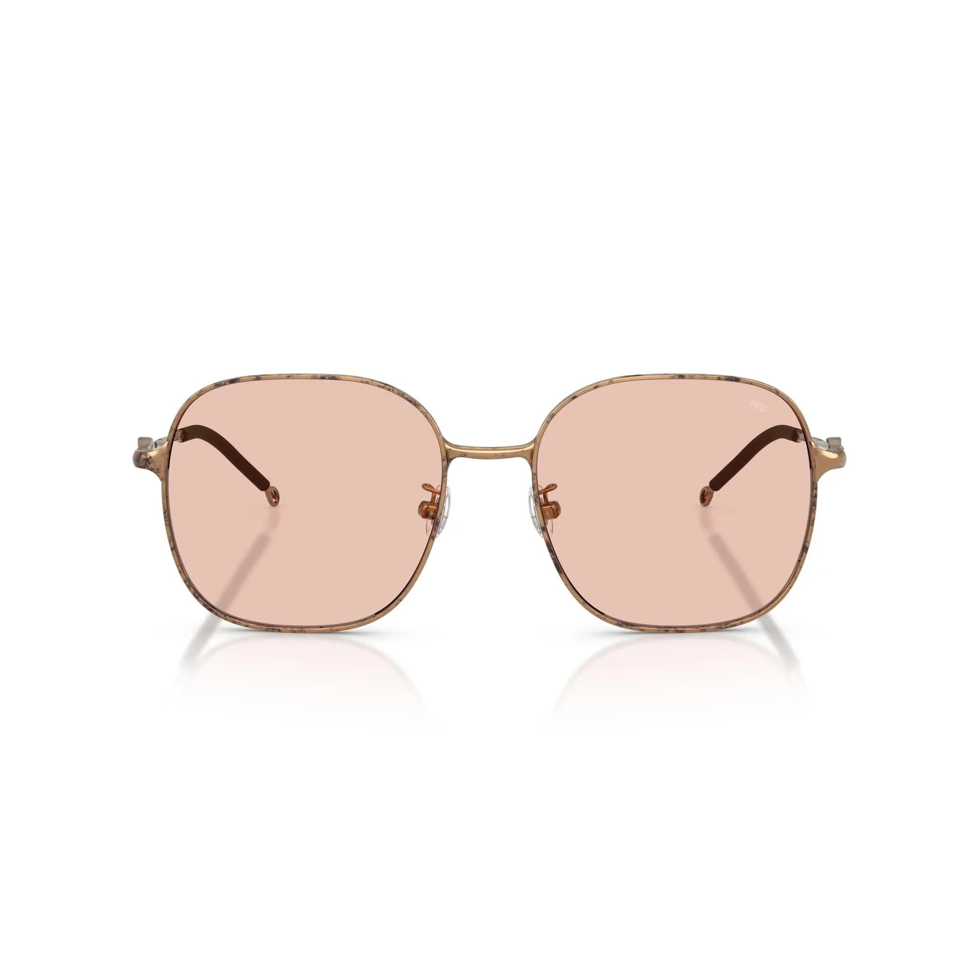Diesel DL1010D Square Sunglasses 55 mm (2.17 in) | UV Protection — Transparent Bronze/Rose 58 mm