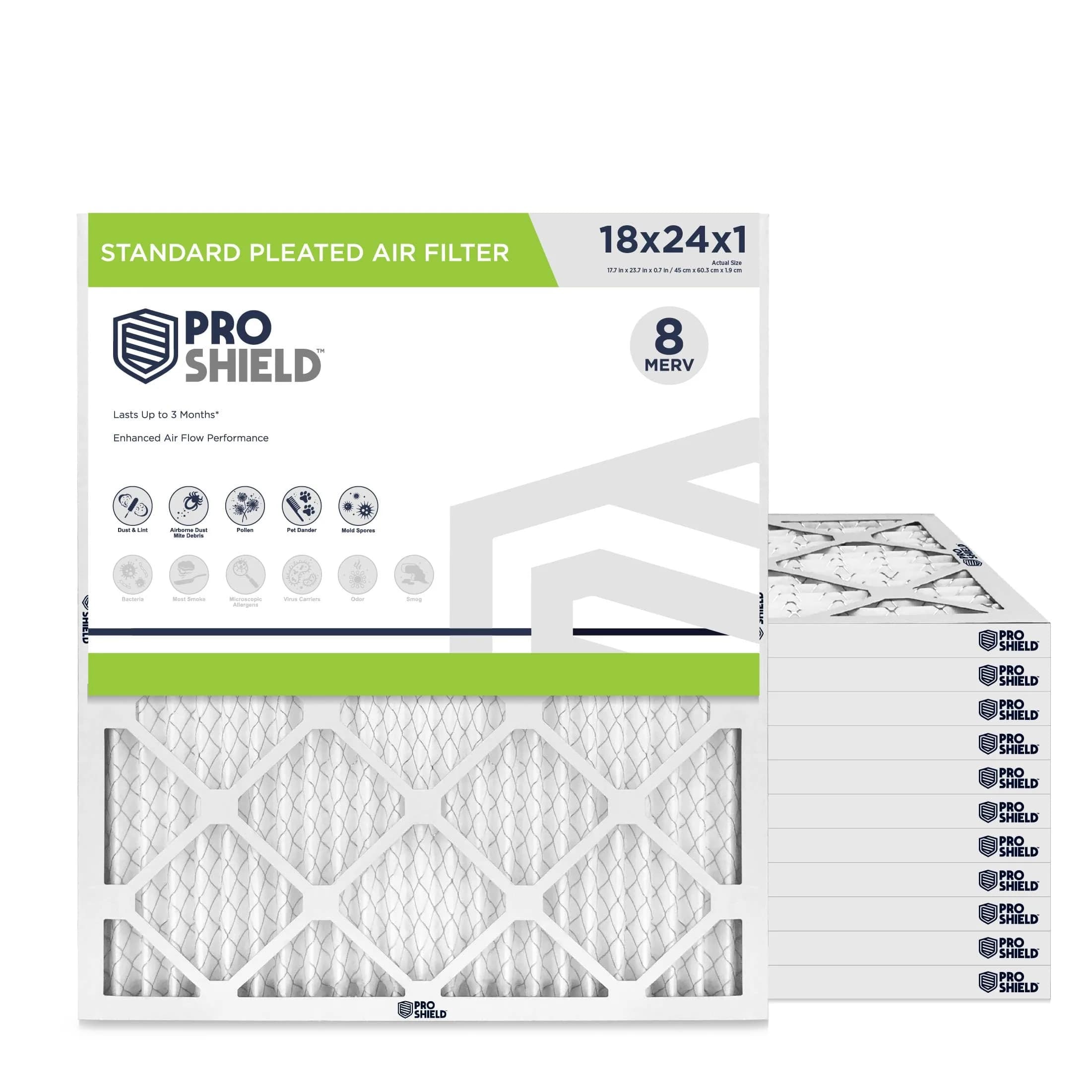 Proshield 18x24x1 MERV 8 HVAC Air Filter | 12 Pack, USA Made, Cost-Effective - main product image