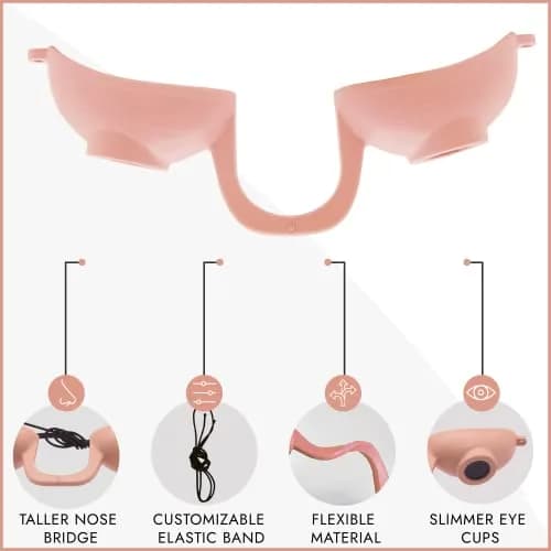 Super Sunnies Flexible UV Tanning Goggles w/Strap - Peach | Eye Protection for Tanning Beds & Red Light Therapy thumbnail 3