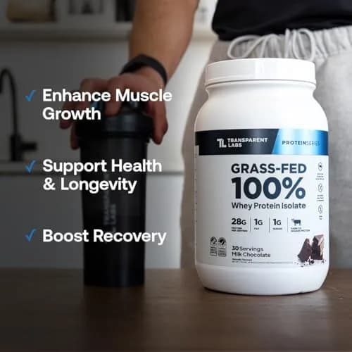Transparent Labs Grass-Fed Whey Protein Isolate Strawberry Milkshake 1.04 kg (2.3 lb) | 28g Protein Per Serving thumbnail 5