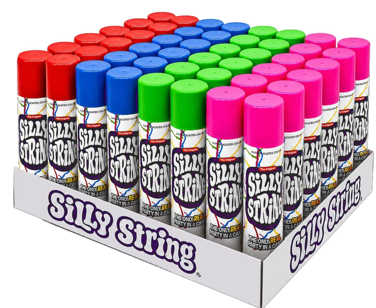 Silly String PARTY_SUPPLIES 48 pack | Assorted Colors, 3 oz Large Can – The Only Real Party in a Can! Be Silly! Shoots over 15ft! — Varies