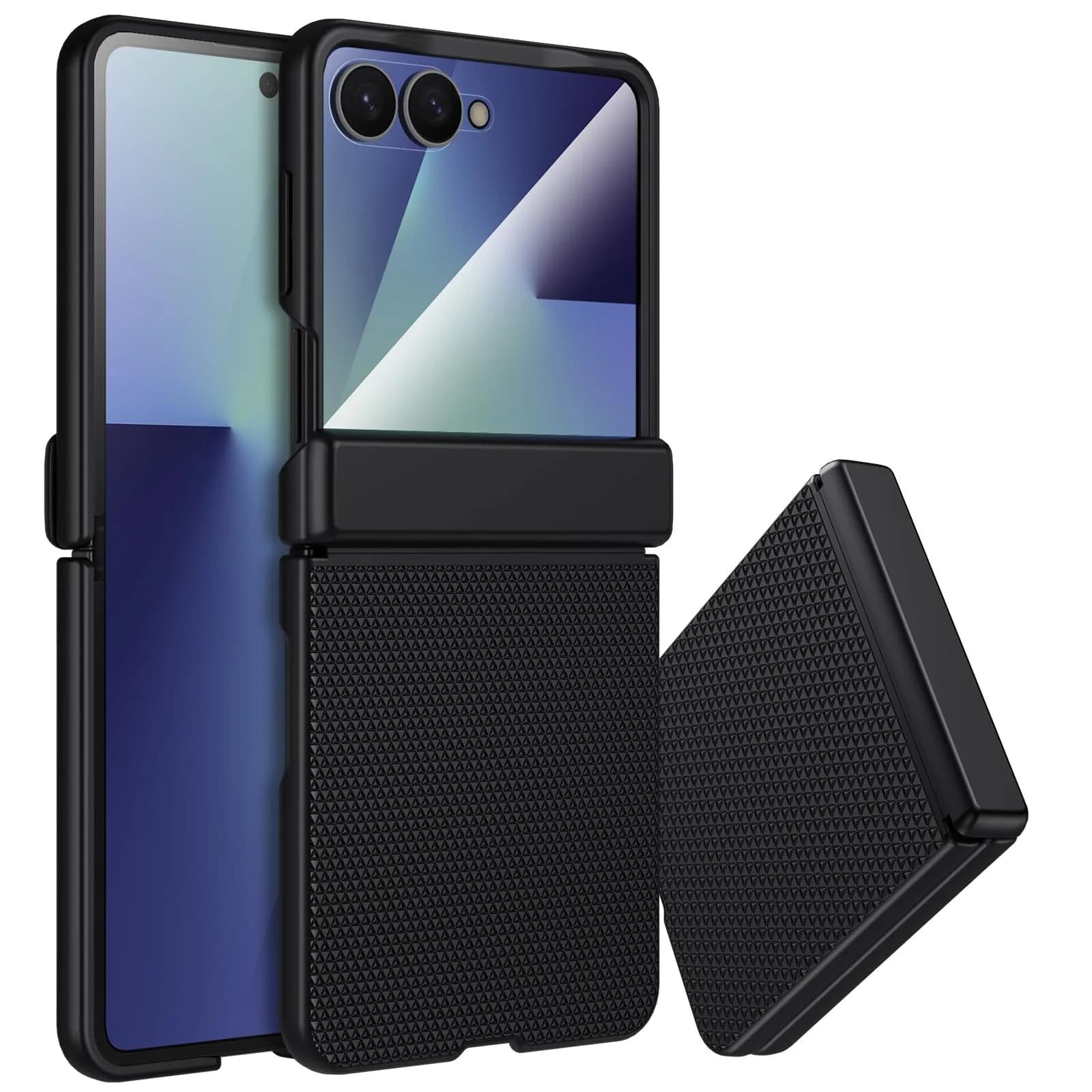 spoovcto Military-Grade Protection Case for Samsung Galaxy Z Flip 6 & Flip 7 FE with Hinge Protection & Screen Protector (Dark Blue) — Black / Flip 7 Non-slip Case