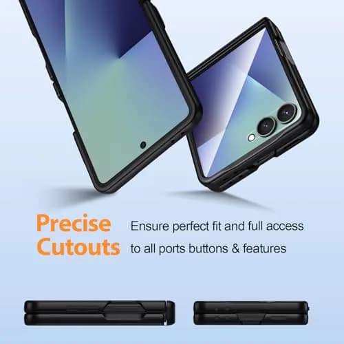 spoovcto for Samsung Galaxy Z-Flip-7 Case: Non-slip Grip 3D Texture & Magnetic Hinge, 9H Glass Screen Protector, Shockproof TPU Cover, Black thumbnail 6