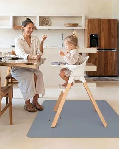 Blissful Diary Baby Splat Mat 128 x 128 cm (50.4 x 50.4 Inch) | Waterproof & Washable Floor Protector for High Chairs thumbnail 4