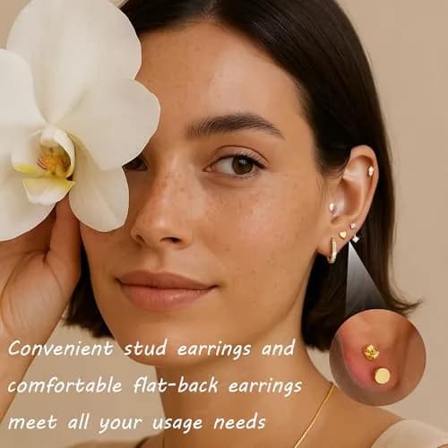 Dochais Gold Cartilage Earrings for Women Hypoallergenic Surgical Steel | Trendy & Safe thumbnail 4