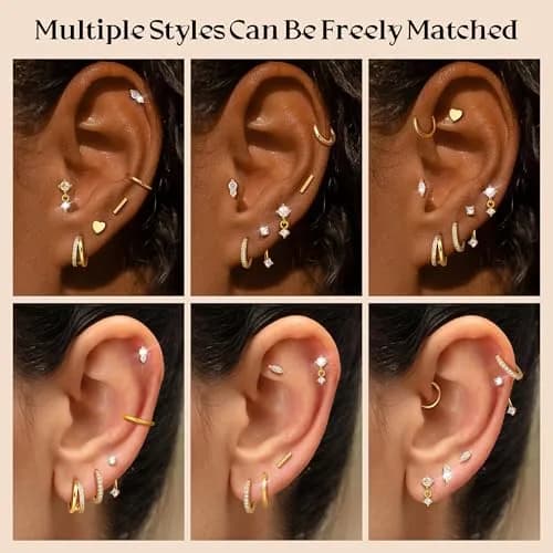 Dochais Gold Cartilage Earrings for Women Hypoallergenic Surgical Steel | Trendy & Safe thumbnail 5