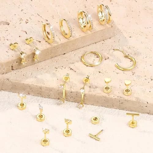 Dochais Gold Cartilage Earrings for Women Hypoallergenic Surgical Steel | Trendy & Safe thumbnail 6