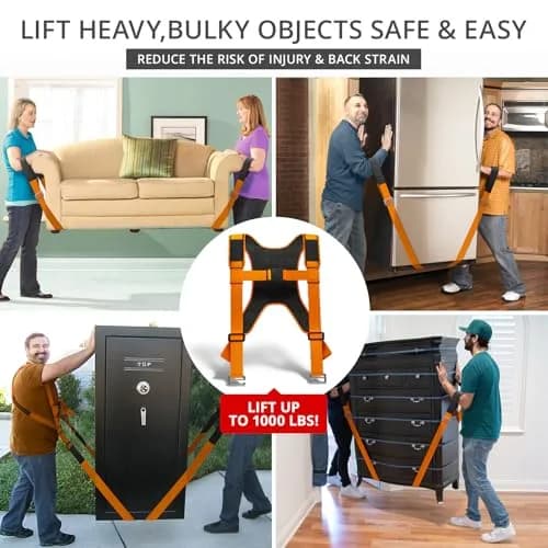 X-Protector Moving Straps 2 Pairs 1000 lb Capacity Nylon Lifting Straps with Sponge Pads | Ergonomic 2-Person System thumbnail 4