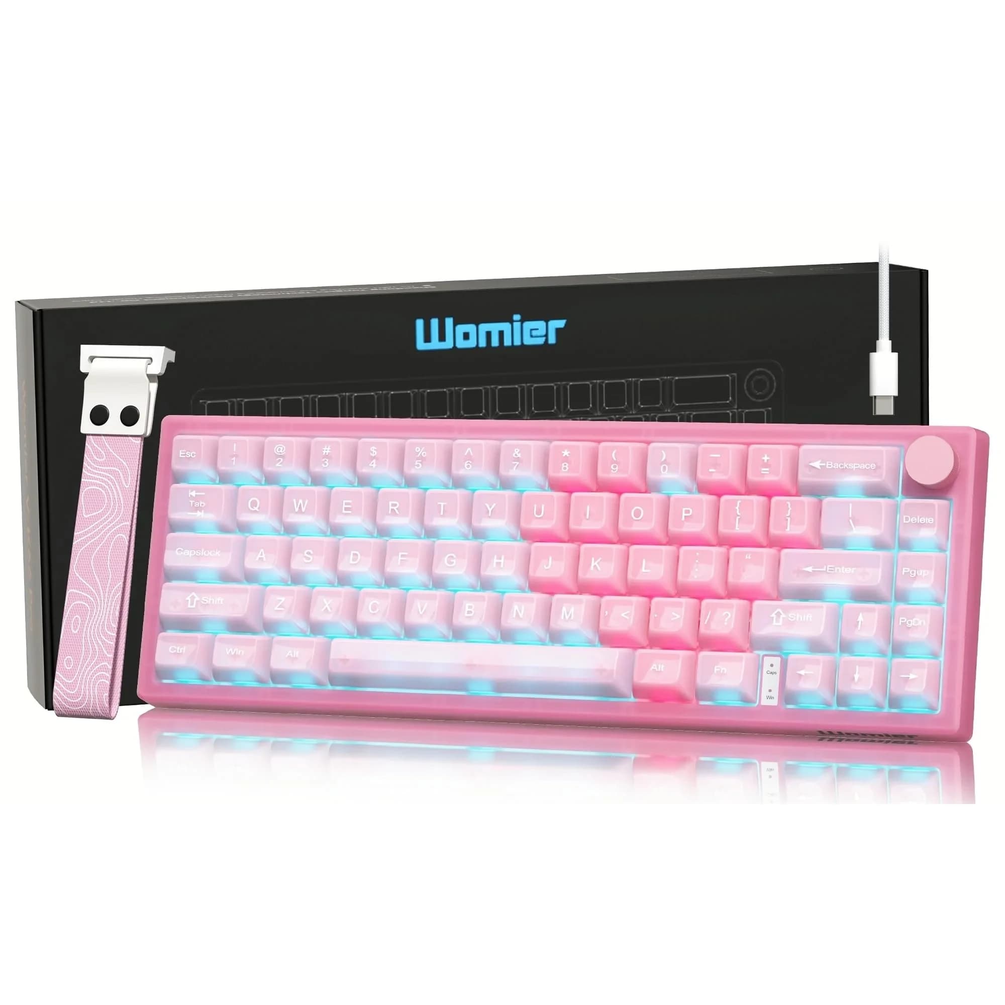 Womier 60% Mechanical Keyboard Pink | QMK/VIA Hot Swappable Gasket Mount RGB Wired Gaming Keyboard with POM Linear Switches (VK66 PRO-Jelly)