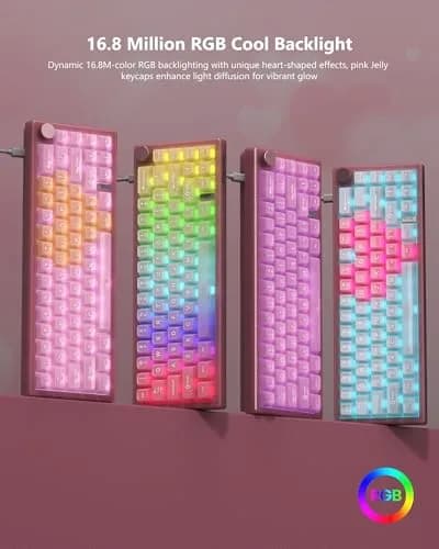Womier 60% Mechanical Keyboard Pink | QMK/VIA Hot Swappable Gasket Mount RGB Wired Gaming Keyboard with POM Linear Switches (VK66 PRO-Jelly) thumbnail 3