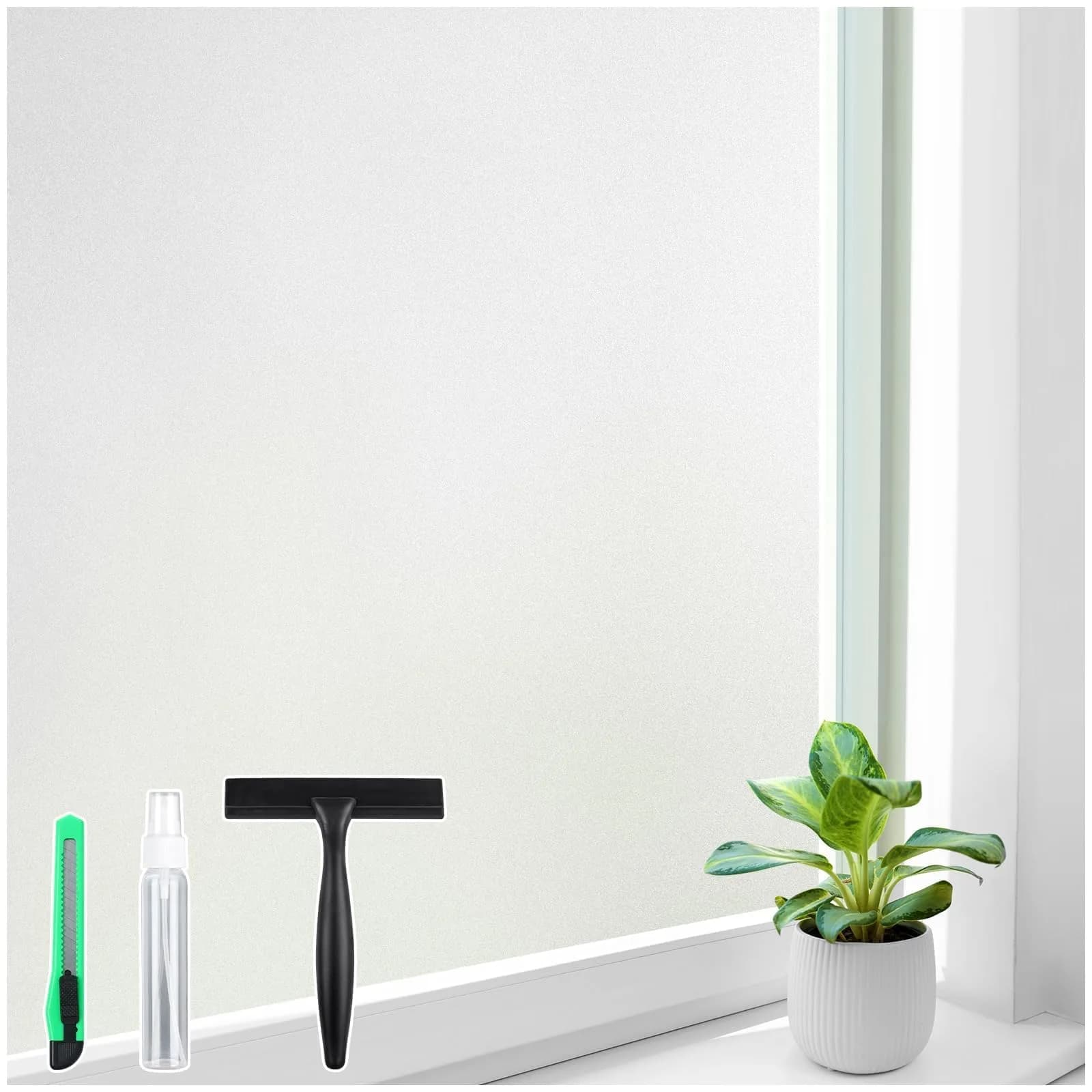 Homein Window Tint for Home with Tools, Black Silver | Static Cling, UV & Heat Reflective Film (23.6" x 157.4") — Pure