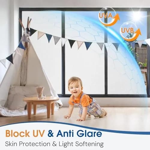 Homein Frosted Glass Window Privacy Film with Tools, Static Cling, Pure | UV Blocking, Reusable, Easy DIY thumbnail 5