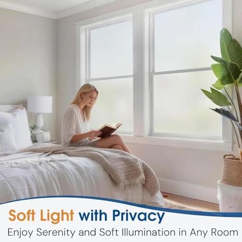 Homein Frosted Glass Window Privacy Film with Tools, Static Cling, Pure | UV Blocking, Reusable, Easy DIY thumbnail 2