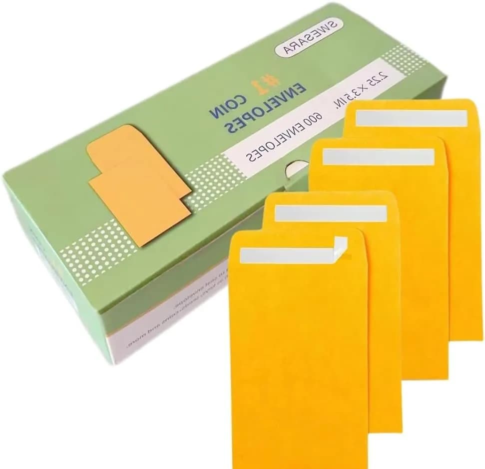 swesara Brown Kraft Coin Envelopes, Pack of 600 | Small Parts Envelope with Gummed Flap thumbnail 2