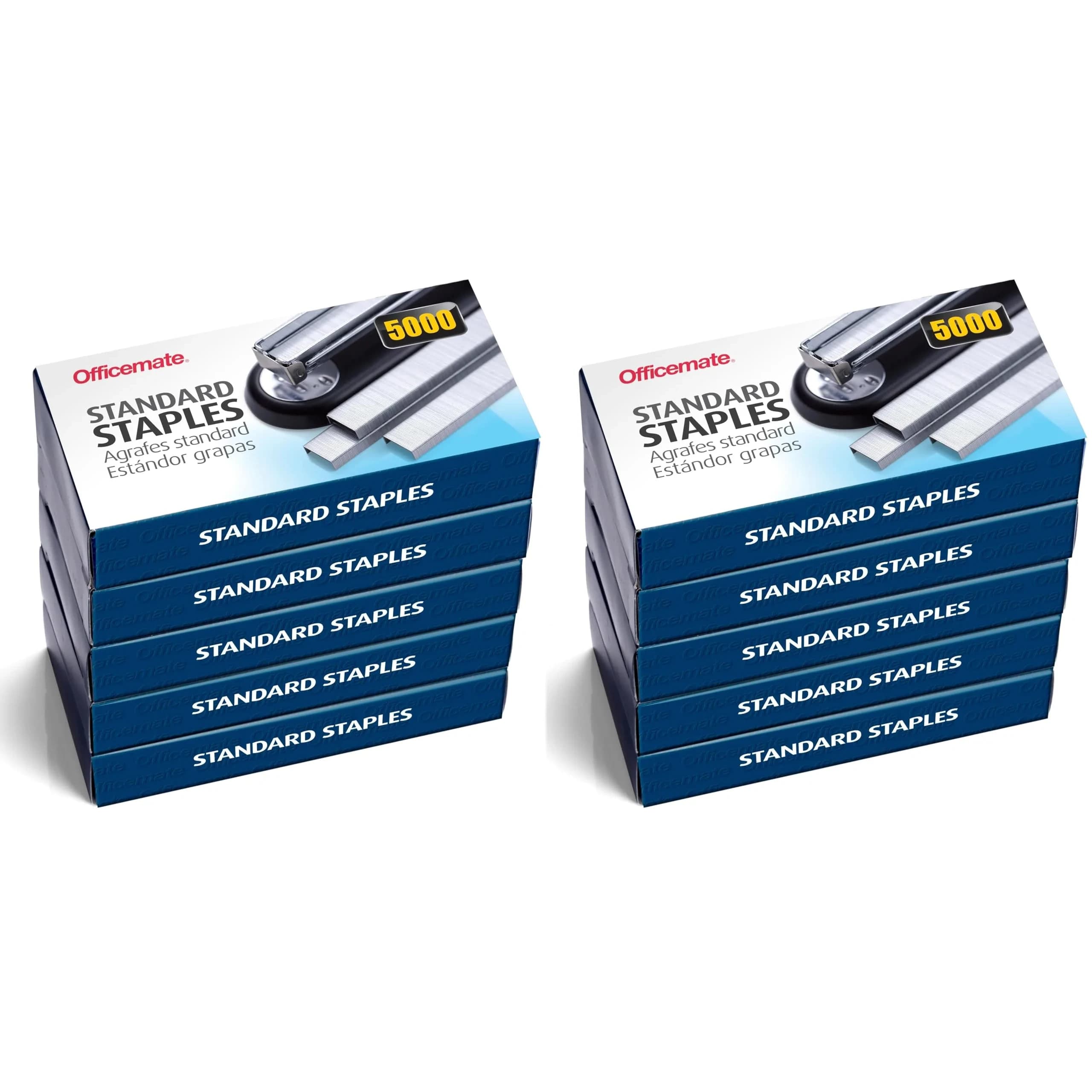 Officemate Standard Staples 5 Boxes (25,000 Staples) | 1/4-inch Leg, 20-Sheet Capacity