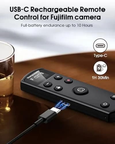 Hanpusen Rechargeable Wireless Camera Remote Control with OLED Screen for Fujifilm Cameras | 10m (32.8ft) Range thumbnail 2