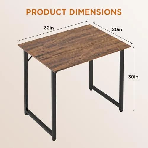 PayLessHere 32 Inch Computer Desk Vintage Style | Sturdy Metal Frame & Wood Top thumbnail 7