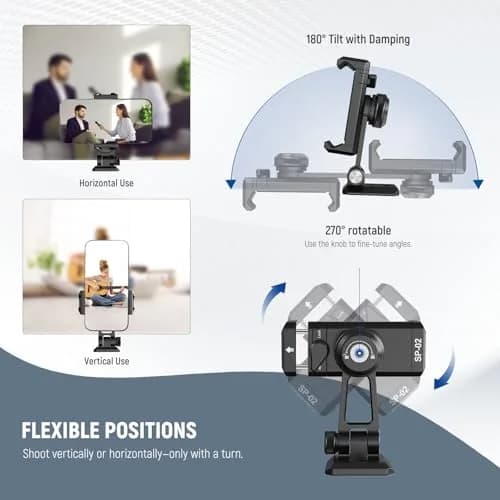 NEEWER SP-02 Phone Tripod Mount Adapter with Arca Type Plate 66-96mm | 360° Rotation, 180° Tilt, Aluminum, Black thumbnail 4