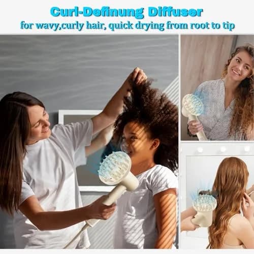 SEICHYGO 360° Rotating Diffuser Attachment Nozzle for Laifen SE Lite Hair Dryer | Milk Tea Color, Honeycomb Design thumbnail 3