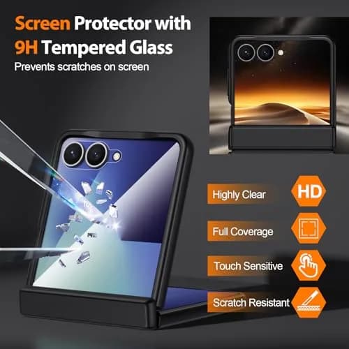 Spoovcto Leather Case for Samsung Galaxy Z Flip 7 | TPU Shockproof | Magnetic Hinge Protection | Brown (1 Case) thumbnail 4