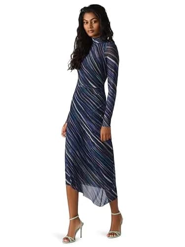Steve Madden Blare Dress Mid Waist Long Sleeve Pastel Multi | Asymmetrical Hem, Printed Mesh (70-120 chars) thumbnail 2