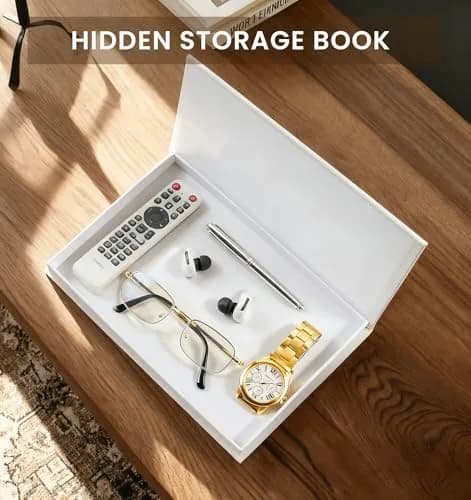hongqu us Aesthetic Decorative Books Set of 3 Linen Fake Book Storage Box 20 cm (8 x 5 x 2 inches) | Realistic Elegance for Home Decor thumbnail 4