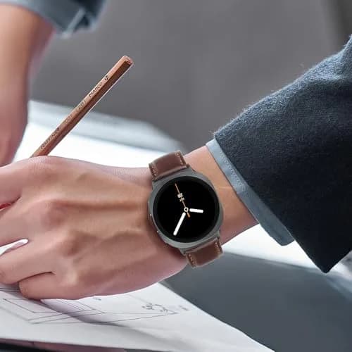 Tasikar Leather Watch Band Compatible with Samsung Galaxy Watch 9 8 40mm 44mm/8 Classic 46mm | Genuine Leather Strap, Dark Brown thumbnail 7