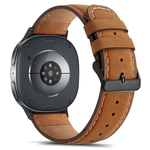 Tasikar Leather Band Compatible with Samsung Galaxy Watch 9 8 40mm 44mm/8 Classic 46mm, Brown | Genuine Leather Strap with Black Stainless Steel Clasp thumbnail 2
